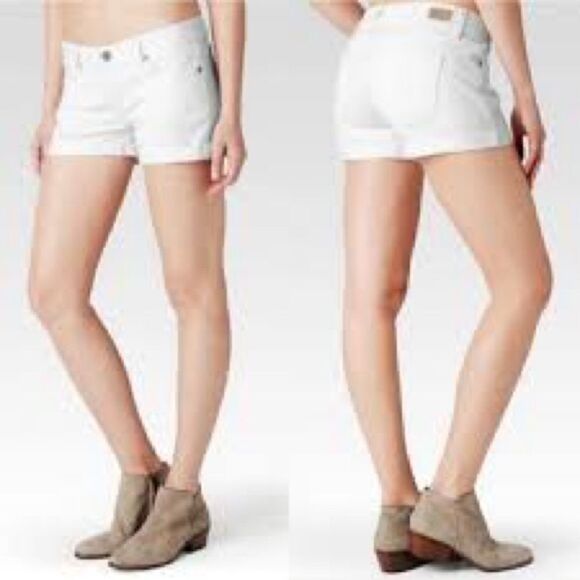 PAIGE 29 White Daisy Dukes Destructed Raw Hem Stretchy Shortie Shorts - Picture 12 of 13